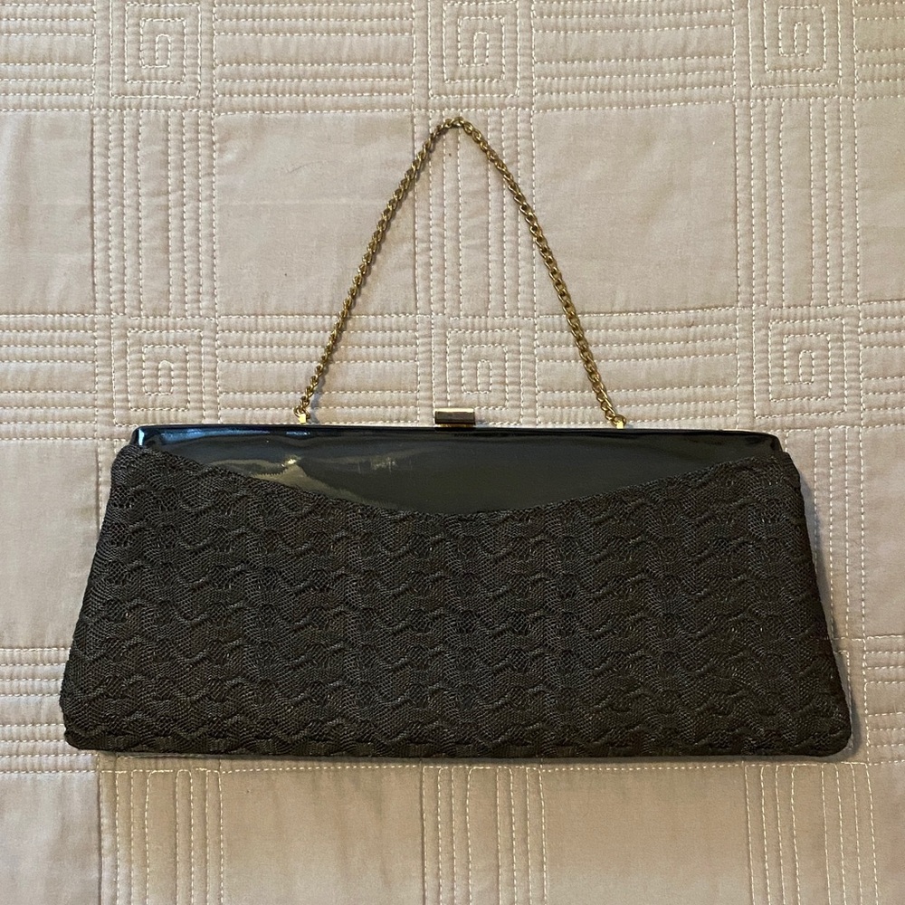 Elegant Black Clutch with Gold Chain